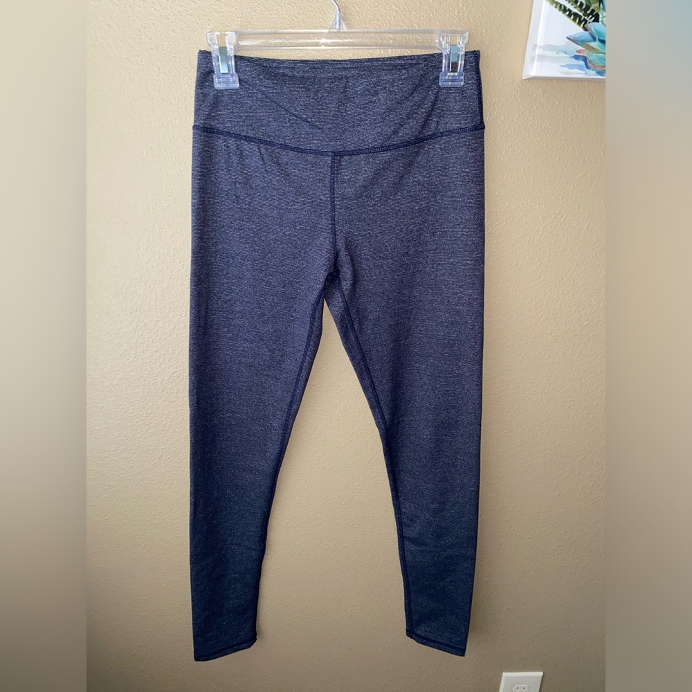 Kyodan Women’s Active Leggings – Navy Striped, Size P/S Small, 29” Inseam